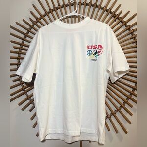 Loiter NWT White Graphic Tee Summer Games 1998 Streetwear Short Slv Sz S